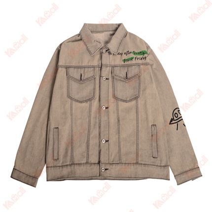 khaki mens running denim jacket